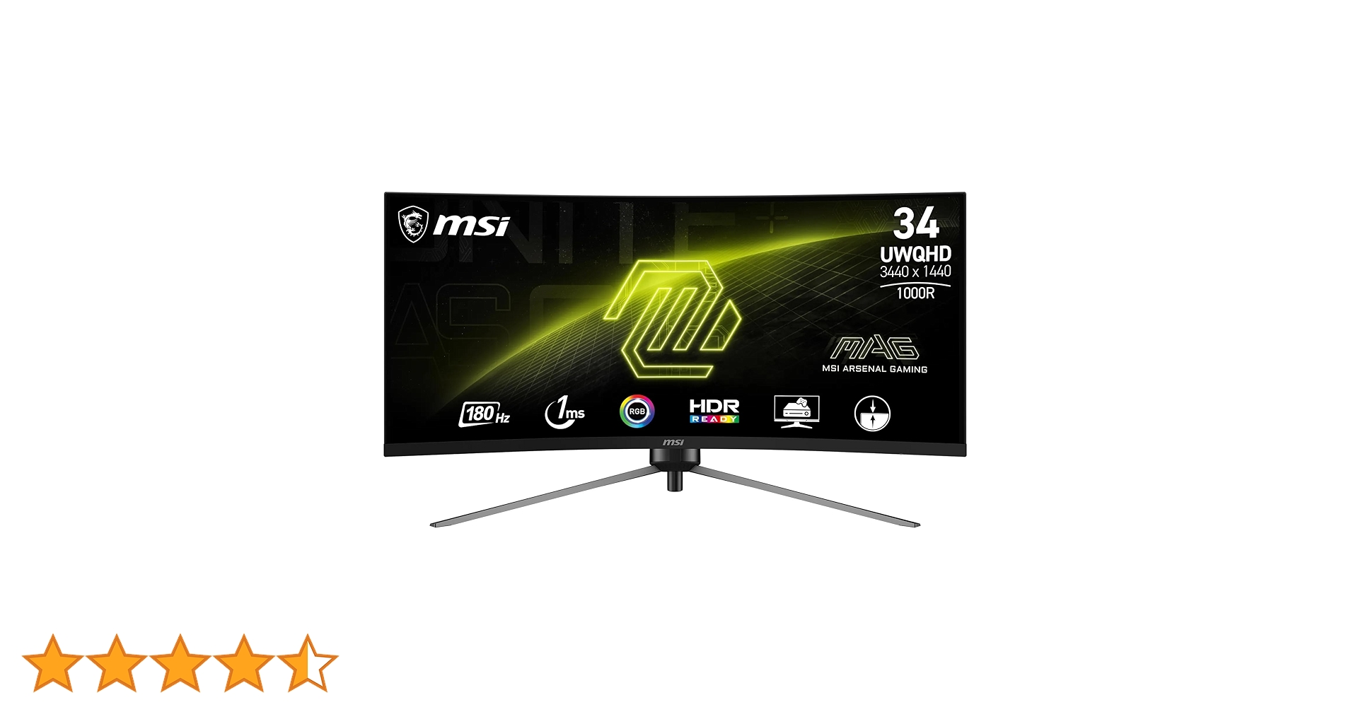 MSI MAG 345CQR Curved Gaming Monitor UWQHD 34 Inch, 1500R